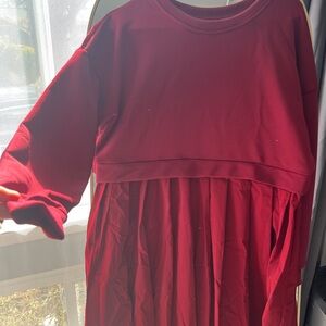 Elegant Red Long Sleeve Dress